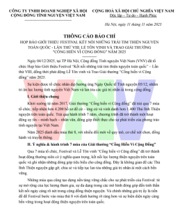 Thông cáo báo chí họp báo giới thiệu Festival kết nối trái tim thiện nguyện